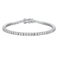 Bee-Bee's 2mm D Color Moissanite Tennis Bracelet in S925 Sterling Silver with VVS1 clarity stones and secure clasp.