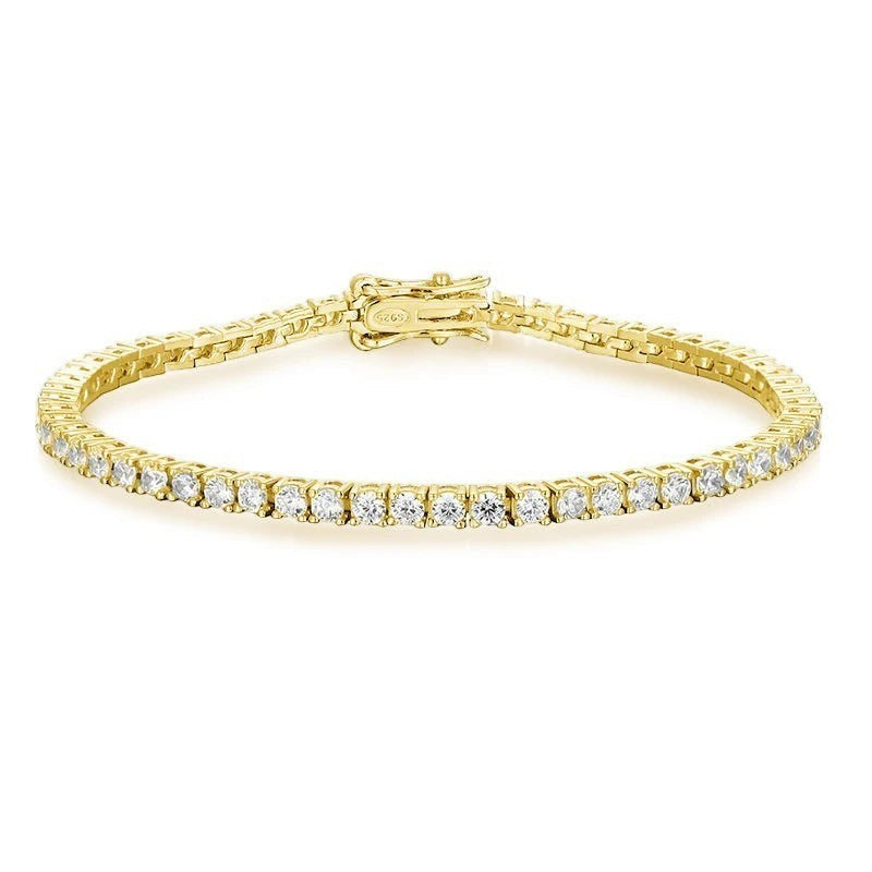 Bee-Bee's 2mm D Color Moissanite Tennis Bracelet in S925 Sterling Silver with VVS1 clarity stones.