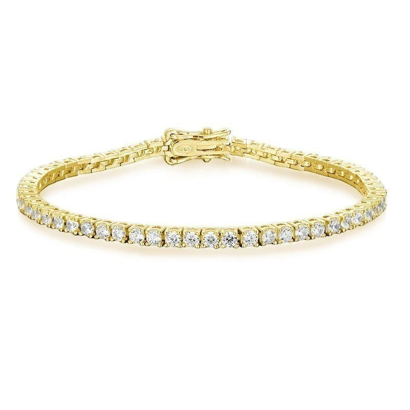 Bee-Bee's 2mm D Color Moissanite Tennis Bracelet in S925 Sterling Silver with VVS1 clarity stones.
