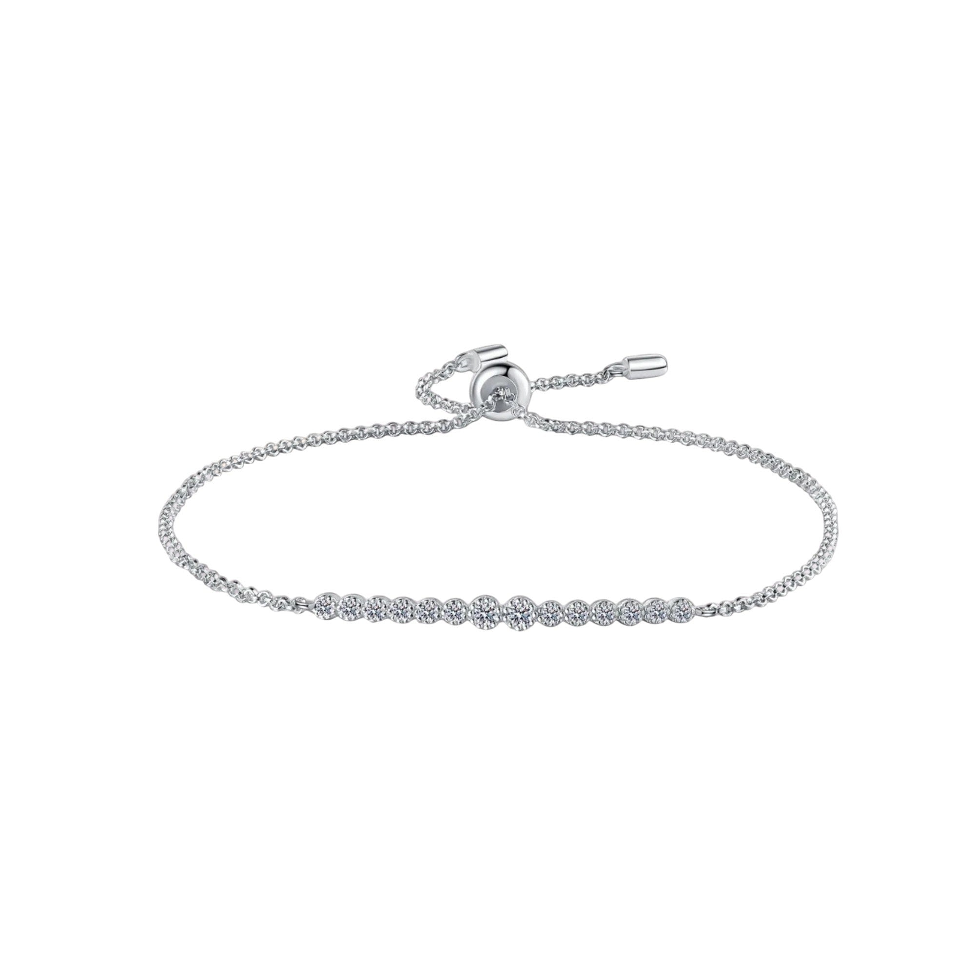 Bee-Bee's D VVS1 Moissanite Tennis Bracelet in S925 Sterling Silver with adjustable slider clasp. Features 0.24ct round-cut stones.