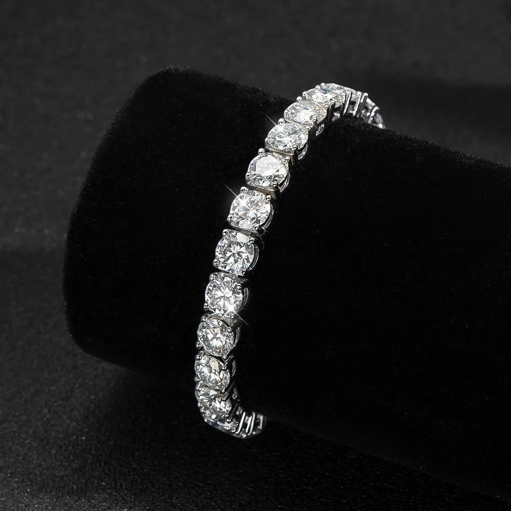 Bee-Bee's 6.5mm D Color Moissanite tennis bracelet in s925 sterling silver with 4-prong setting. Classic and trendy.