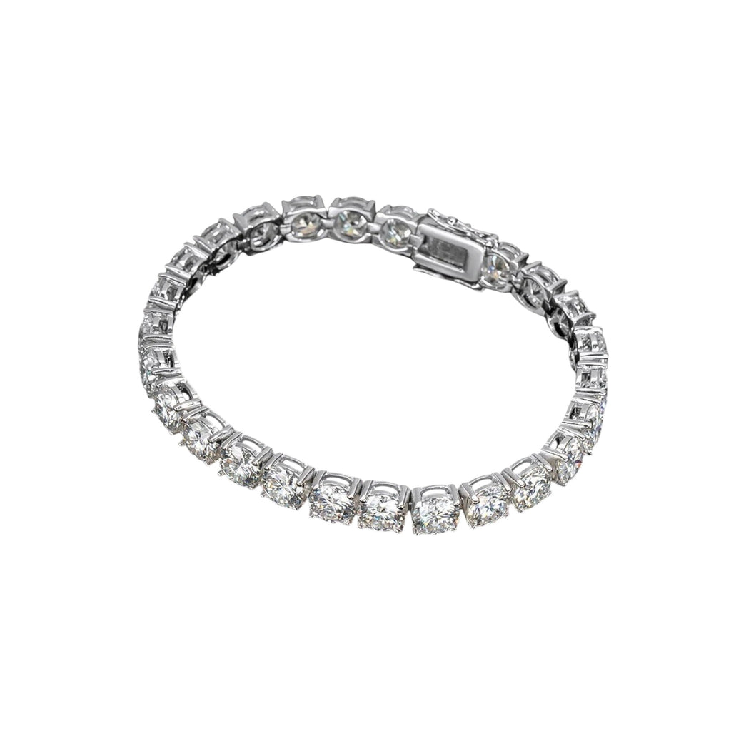 Bee-Bee's 6.5mm D Color Moissanite tennis bracelet in s925 sterling silver with 4-prong setting. Classic and trendy.