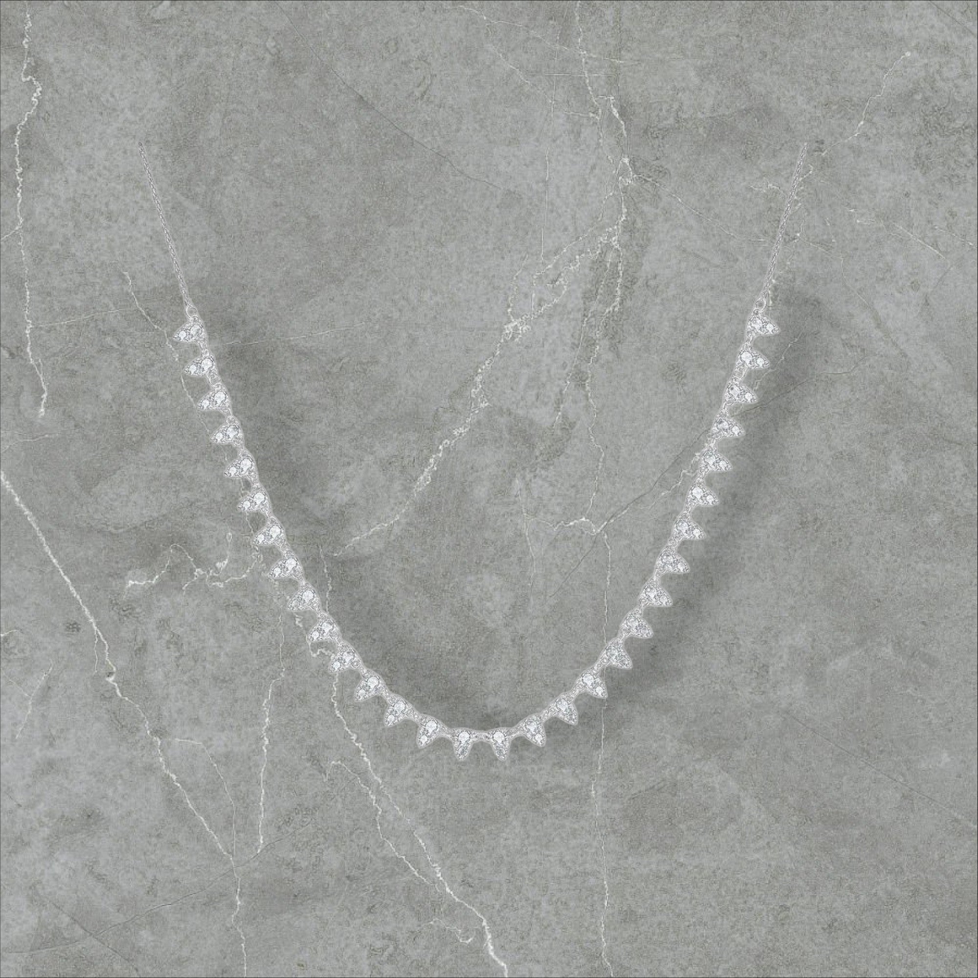 Bee-Bees 2mm Moissanite tennis necklace in 925 silver with 3-claw setting and D color VVS1 stones.