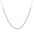 Bee-Bees 2mm Moissanite tennis necklace in 925 silver with 3-claw setting and D color VVS1 stones.