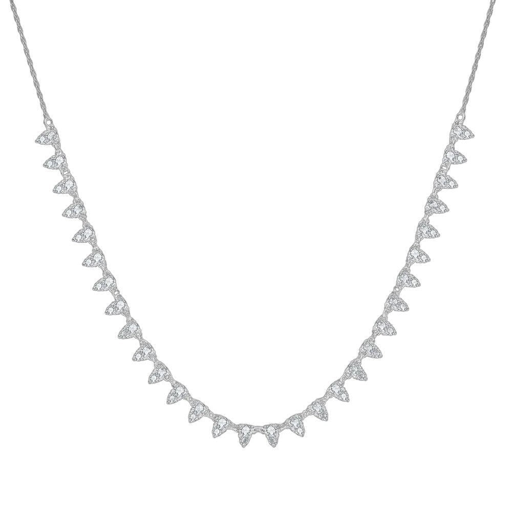 Bee-Bees 2mm D Color VVS1 Moissanite tennis necklace in 925 silver with 3-claw setting and GRA certificate.