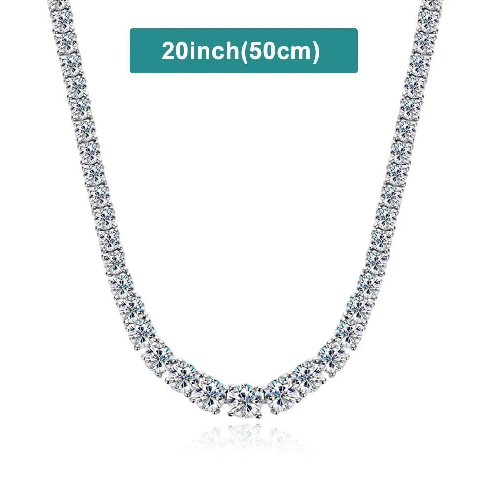 Bee-Bee's 5mm Moissanite tennis necklace in S925 silver with gold plating. D VVS1 clarity.