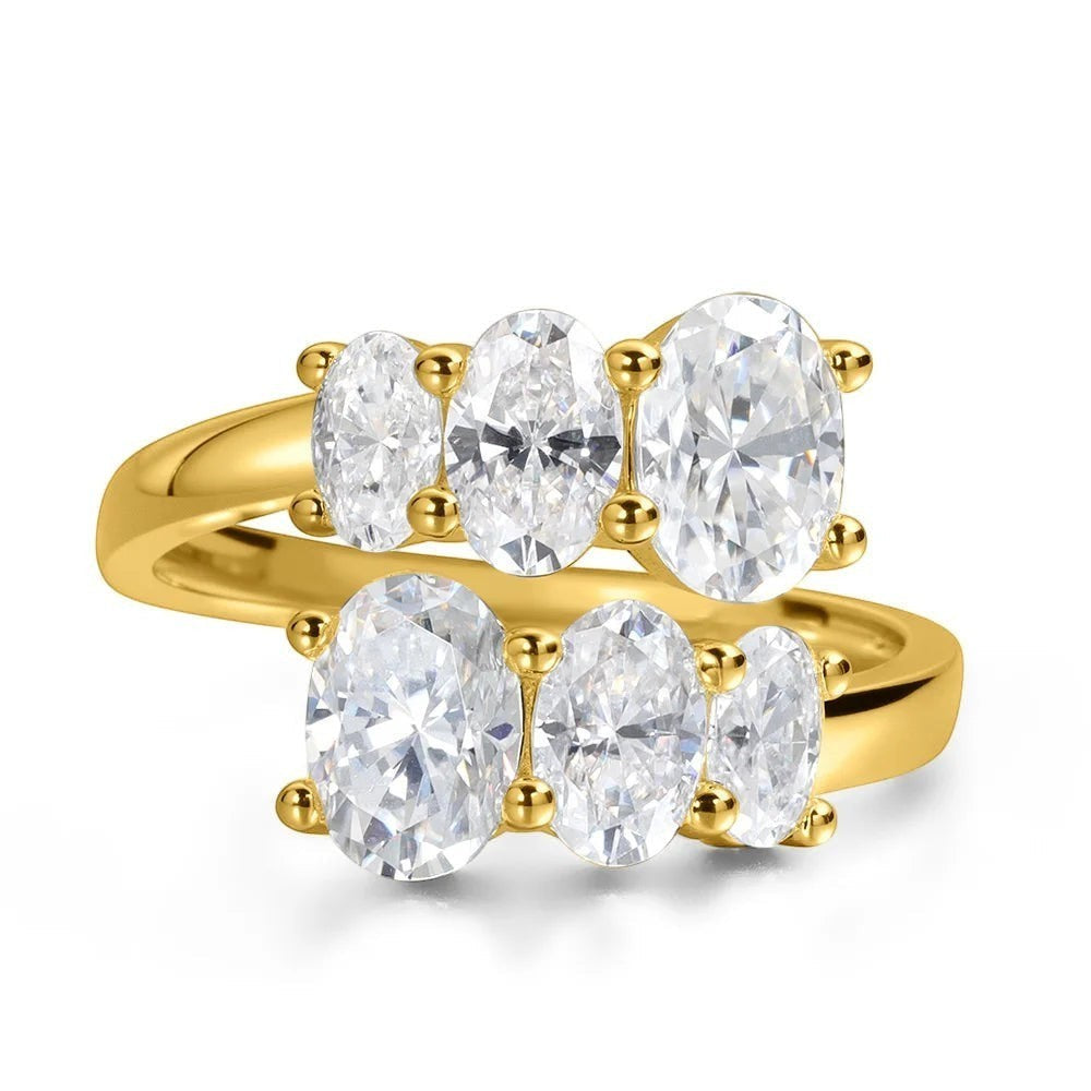 Bee-Bees 3.6CT oval moissanite engagement ring in S925 sterling silver with 18K white gold plating.