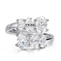 Bee-Bees 3.6CT oval moissanite engagement ring in S925 sterling silver with 18K white gold plating. Features five oval-cut stones.