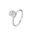 Bee-Bees 2CT oval-cut moissanite engagement ring in rhodium-plated 925 sterling silver with a classic 4-prong setting.