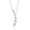 Bee-Bee's 7.6ct pear cut moissanite necklace with 5 graduated stones on a silver chain.