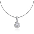 Bee-Bee's 3ct pear cut moissanite pendant necklace, D color, VVS1 clarity, S925 sterling silver with 18k gold plating.
