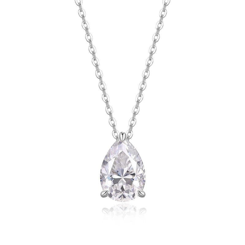 Bee-Bees 1-5ct Pear Cut Moissanite Necklace, D Color, VVS1 clarity, 18k gold plated S925 sterling silver.