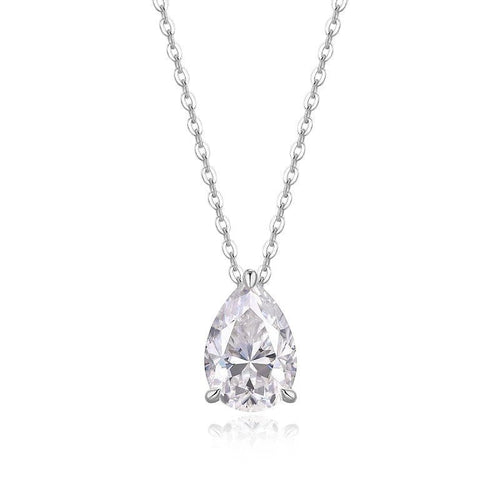 Bee-Bees 1-5ct Pear Cut Moissanite Necklace, D Color, VVS1 clarity, 18k gold plated S925 sterling silver.