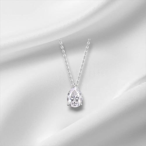 Bee-Bees 1-5ct Pear Cut Moissanite Necklace, D Color, VVS1 Clarity, S925 Sterling Silver with 18k Gold Plating