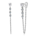 Bee-Bees Pear cut moissanite tassel drop earrings in S925 silver with GRA certification.