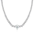 Bee-Bee's Pear cut moissanite tennis necklace with 4ct D Color VVS1 stones set in 18K gold plated sterling silver.