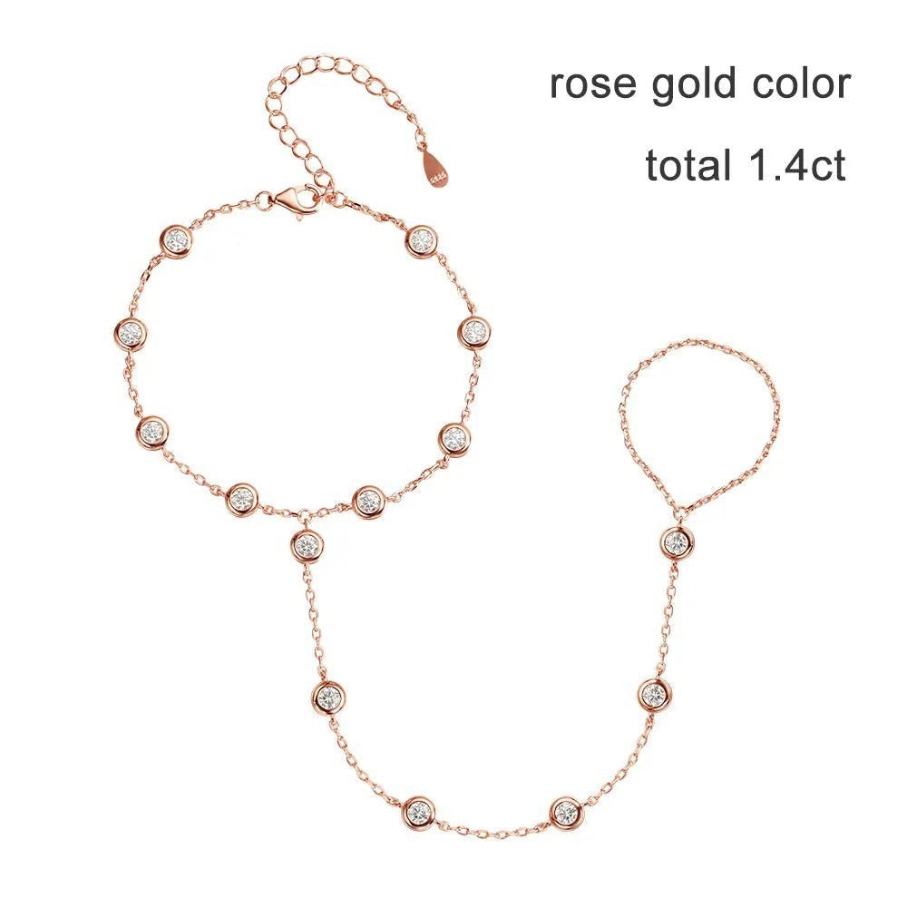 Bee-Bees rose gold 925 silver adjustable tennis chain bracelet with 3mm moissanite stones.