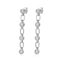 Bee-Bee's S925 silver chain tassel earrings with 3mm moissanite stones, D color, VVS1 clarity.