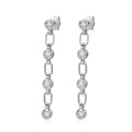 Bee-Bee's S925 silver chain tassel earrings with 3mm moissanite stones, D color, VVS1 clarity.