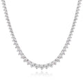 Bee-Bee's 18k white gold plated silver triple-claw moissanite tennis necklace with round cut stones.